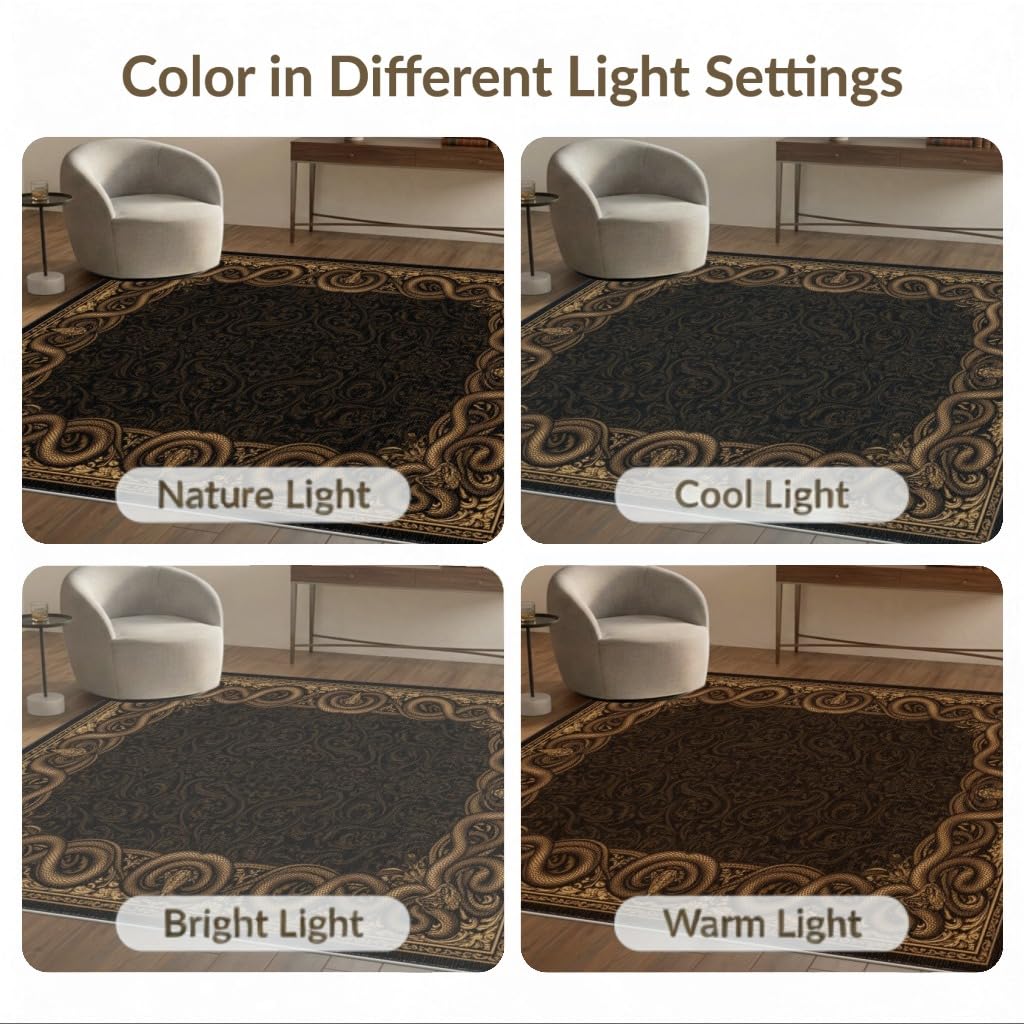 Washable Non-Slip Stain-Resistant Area Rug for Living Rooms