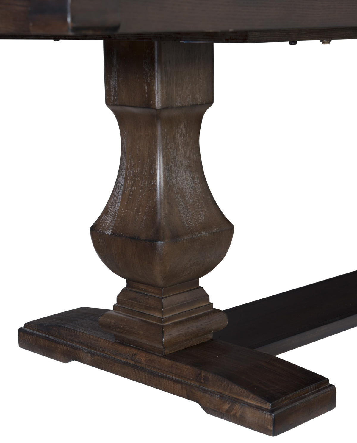 6pc Dining Set Style Dining Table Double Pedestal Base and Upholstered Beige Side Chairs Bench Dining Wooden Furniture