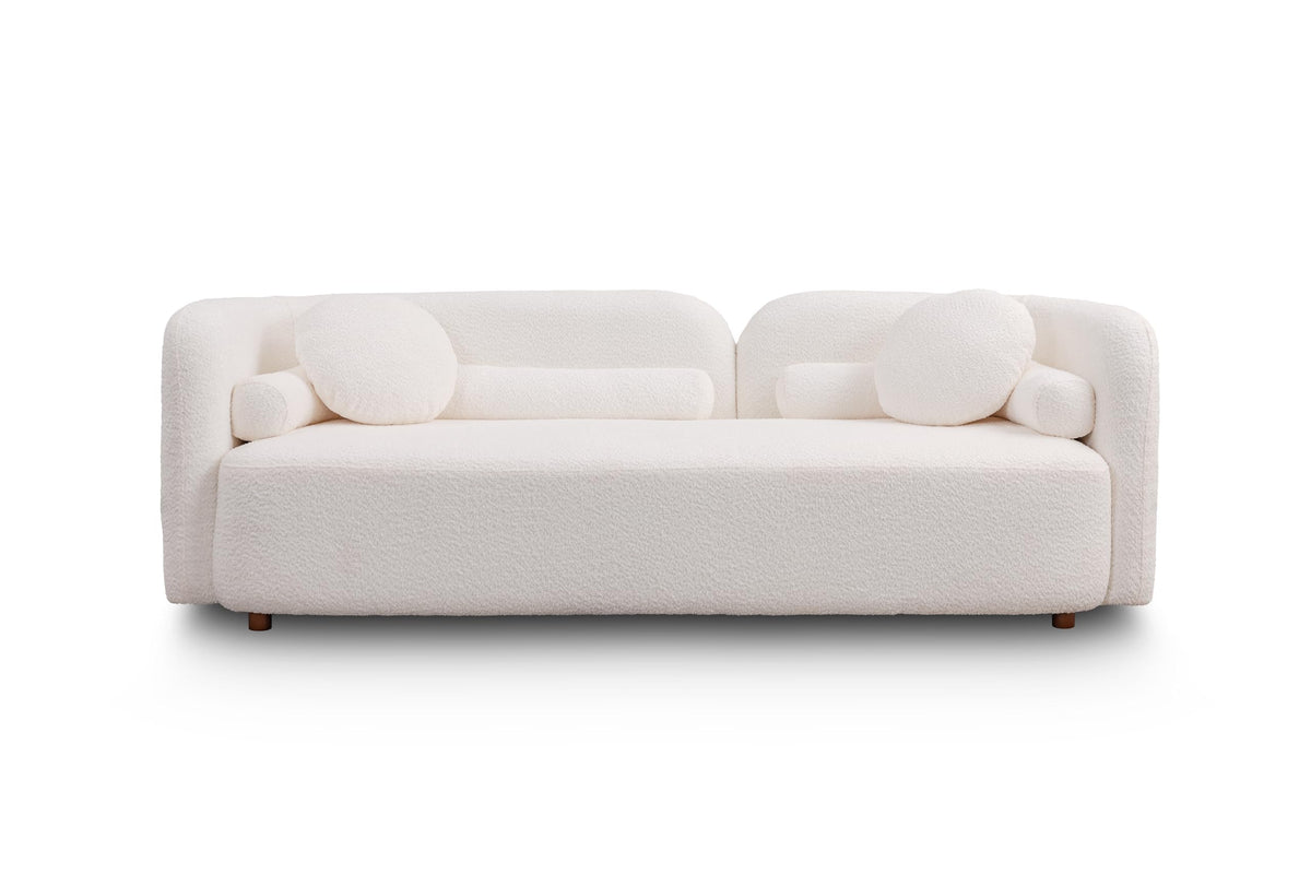 Modern Japandi Bouclé Curved Sofa with Deep Cloud Seating