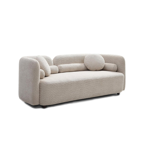 Modern Japandi Boucle Sofa Couch with Curved Silhouette, Upholstered Cloud Seating for Living Room, Apartment, Office, Lounge,Deep Seat Sectional Accent Furniture