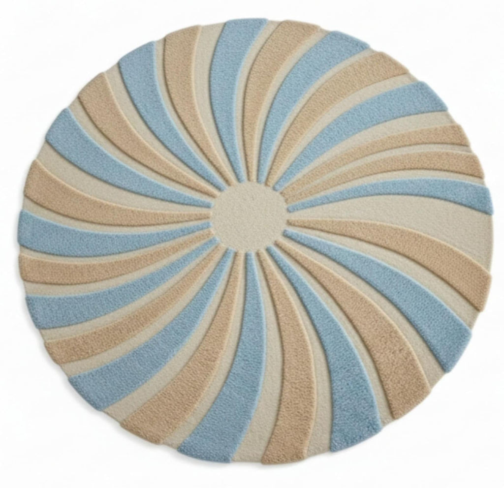 Hand-Tufted Blue & Cream Abstract Area Rug for Modern Interiors