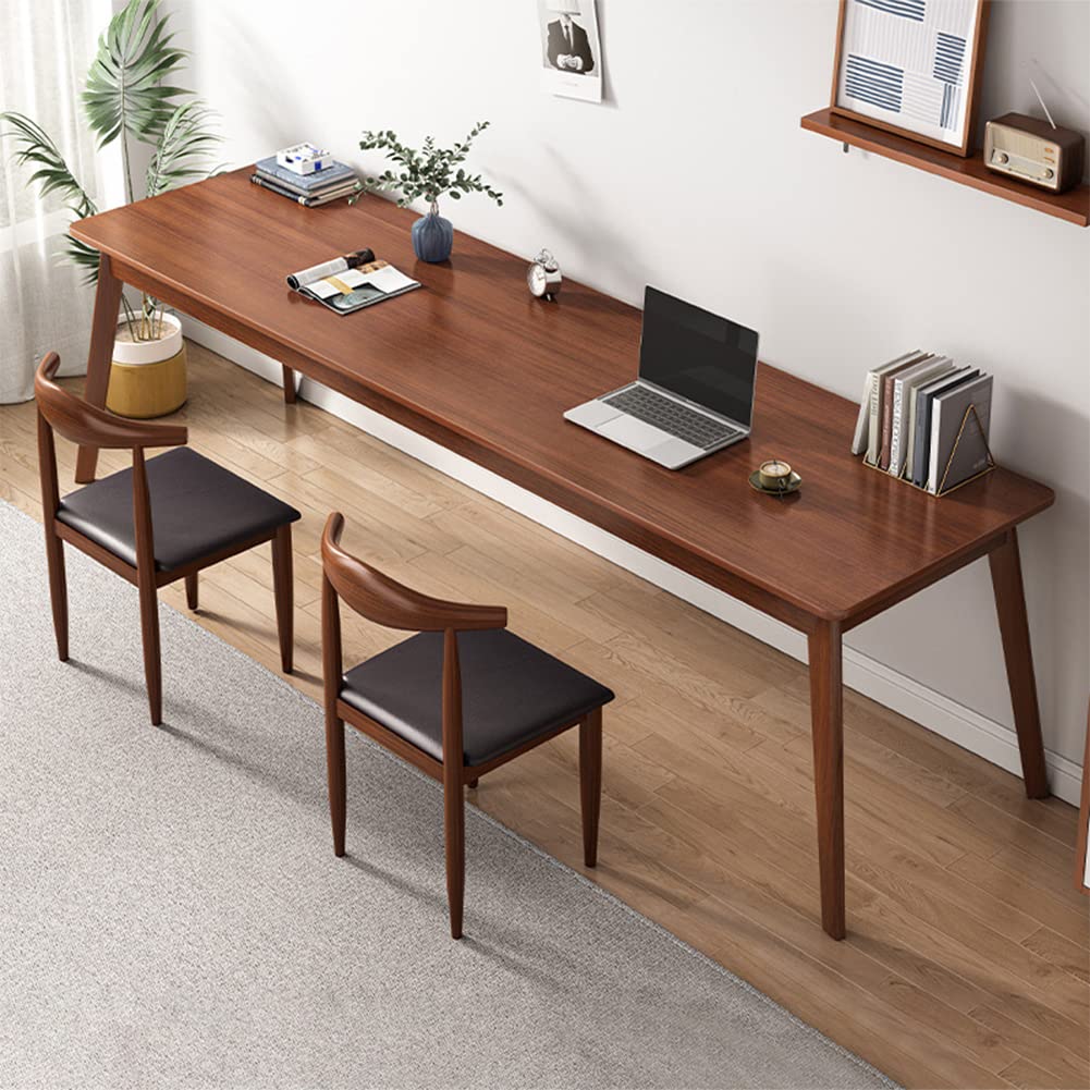 NELYE Mid-Century Long Desk Table - Simple Modern Extra Long 2-Person Wood Computer Workstation for Home Office Work