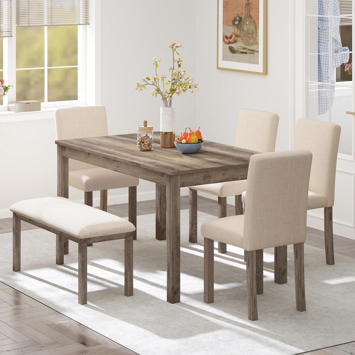 Zevemomo 6-Piece Wooden Dining Set