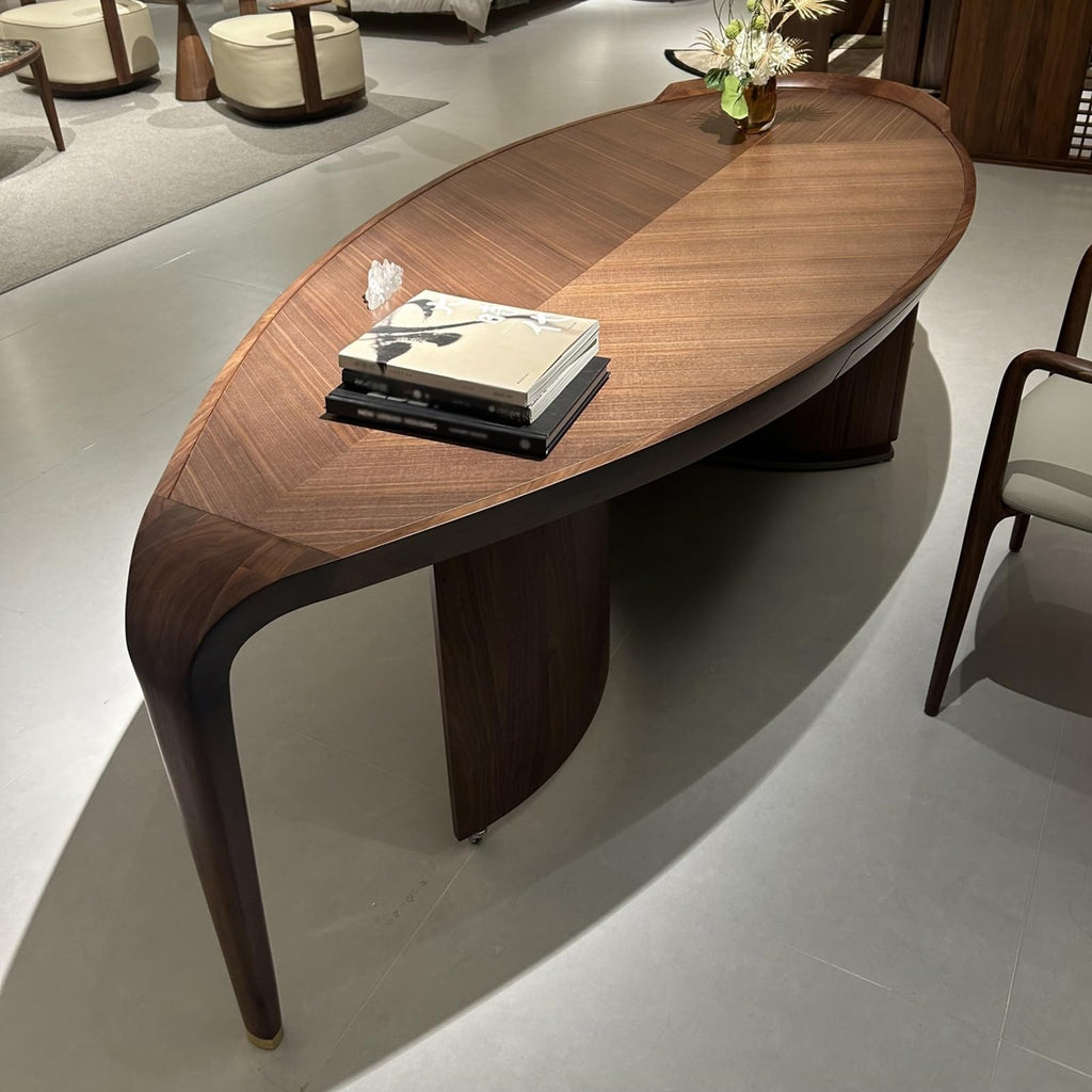 SABALON 222x95x75cm Chinese Style Black Walnut Desk, Modern Home Office Computer Work Furniture, Suitable for Boss, Study Workbench