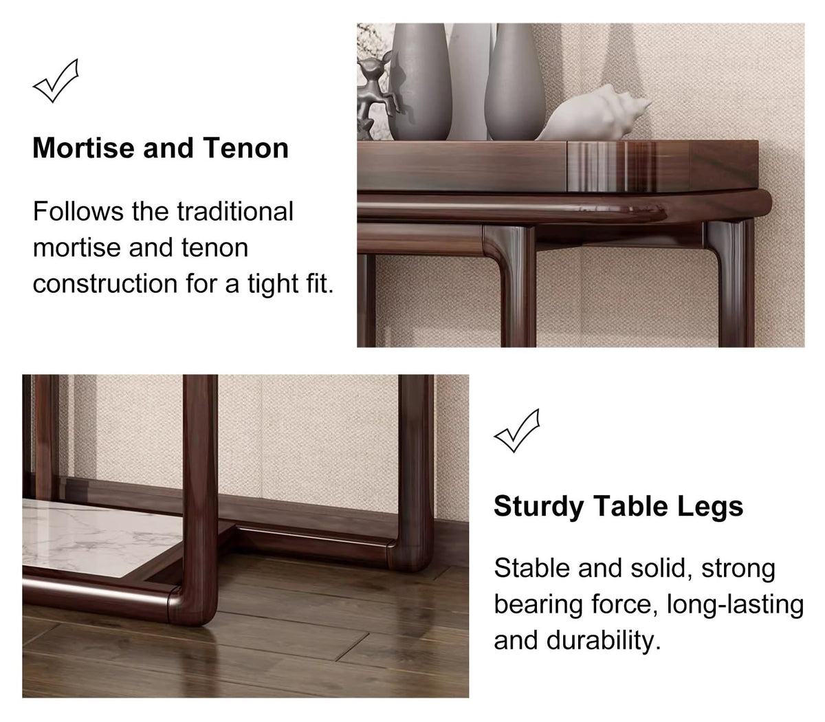 HHNNL Solid Wood Console Table with Sturdy Table Legs, Narrow Entryway Table for Entry, Entrance Table for Door, No Assembly