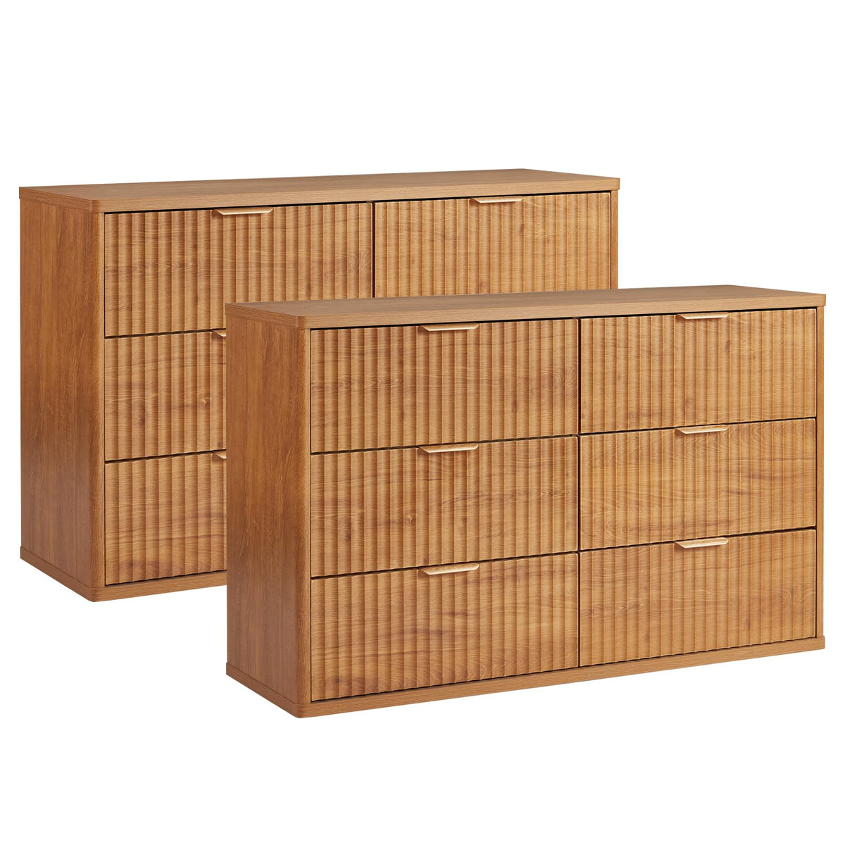 LEYAOYAO Wide Fluted Nightstand for Large Spaces