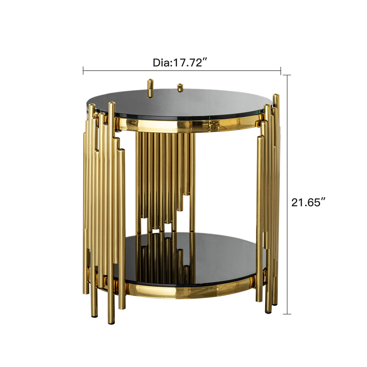 Sybrioka Luxury Gold Round Glass Coffee Table, Modern Center Table with Stainless Steel Irregular Leg Tempered Glass Tabletop, Accent Furniture for Living Room