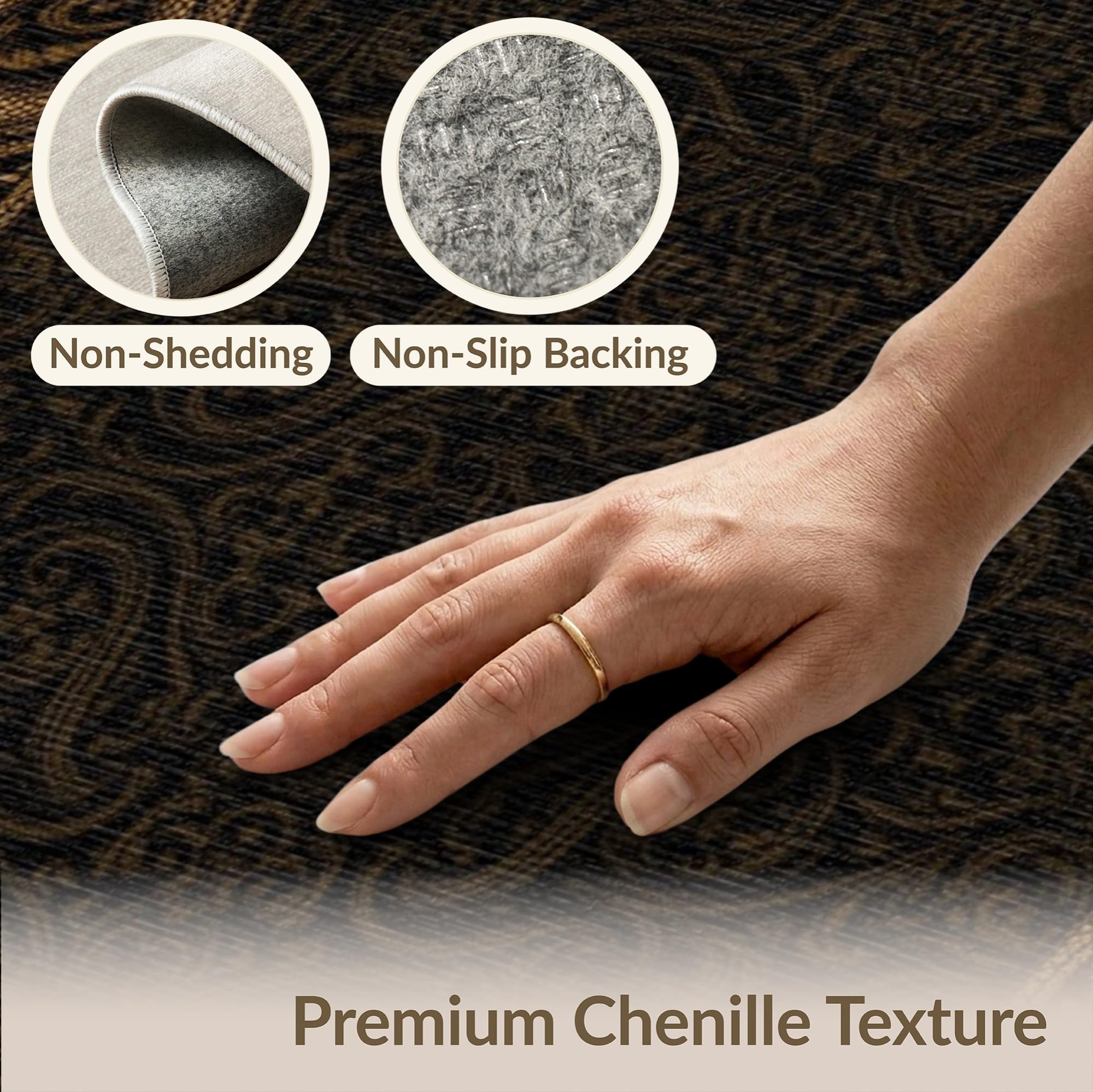 Washable Non-Slip Stain-Resistant Area Rug for Living Rooms