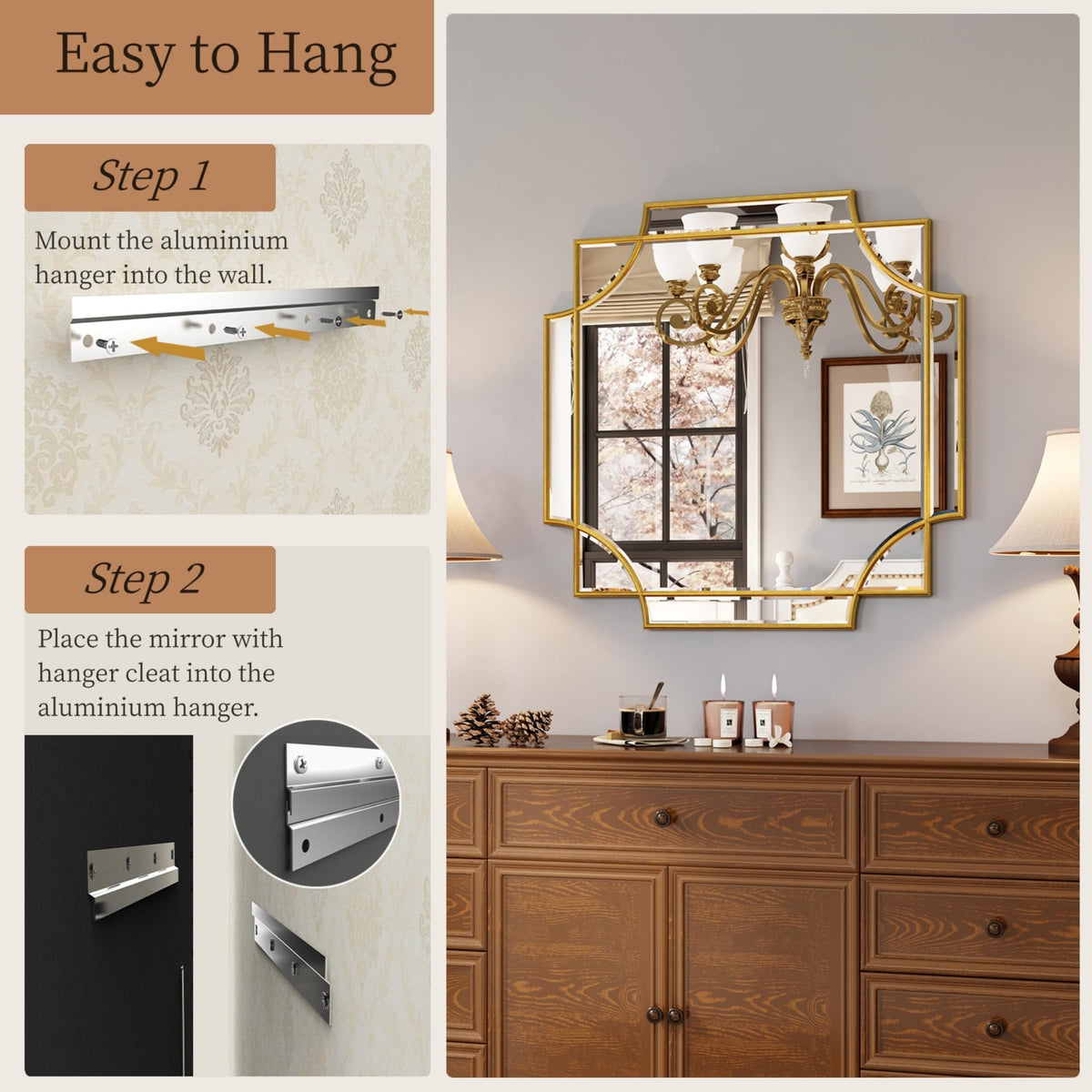 Kelly Miller 30"x48" Large Gold Mirror for Wall, Modern Decorative Mirror Rectangle Wall Vanity Mirror Bevelled Full Length for Bathroom Living Room Bedroom Farmhouse Fireplace Entryway