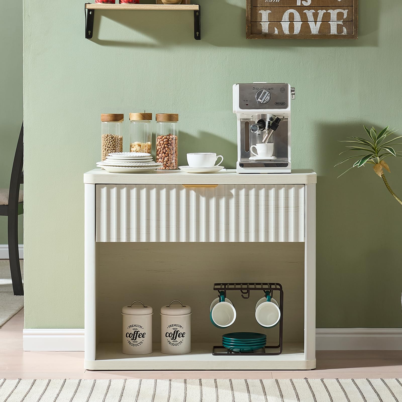 LEYAOYAO Wide Fluted Nightstand for Large Spaces