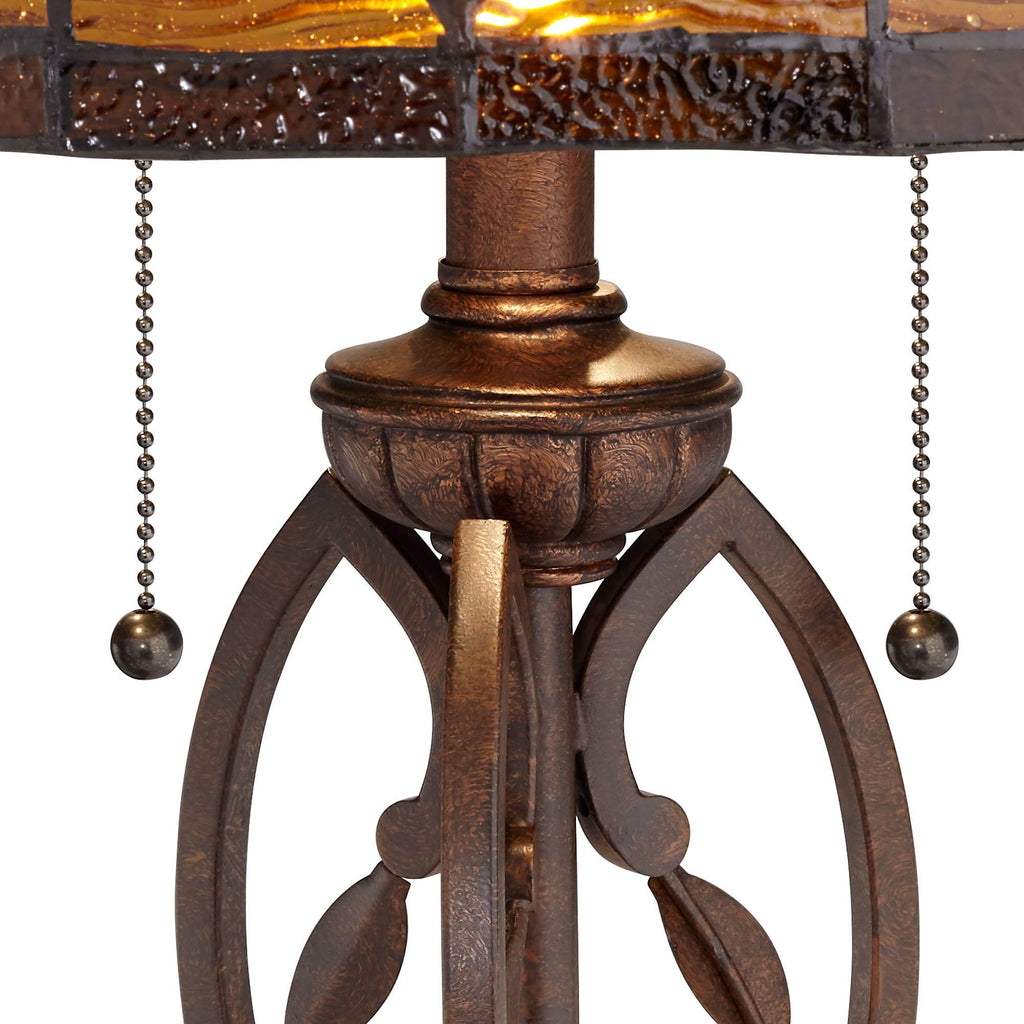 26" Tall Table Lamp Blossoming Leaf Tiffany-Style Cottage Glass