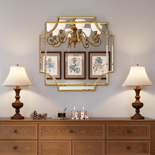 30 x 48-Inch Gold Beveled Wall Mirror for Vanity Decor