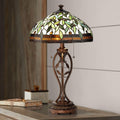26" Tall Table Lamp Blossoming Leaf Tiffany-Style Cottage Glass