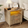 CozyMine Fluted Nightstand with Charging Station
