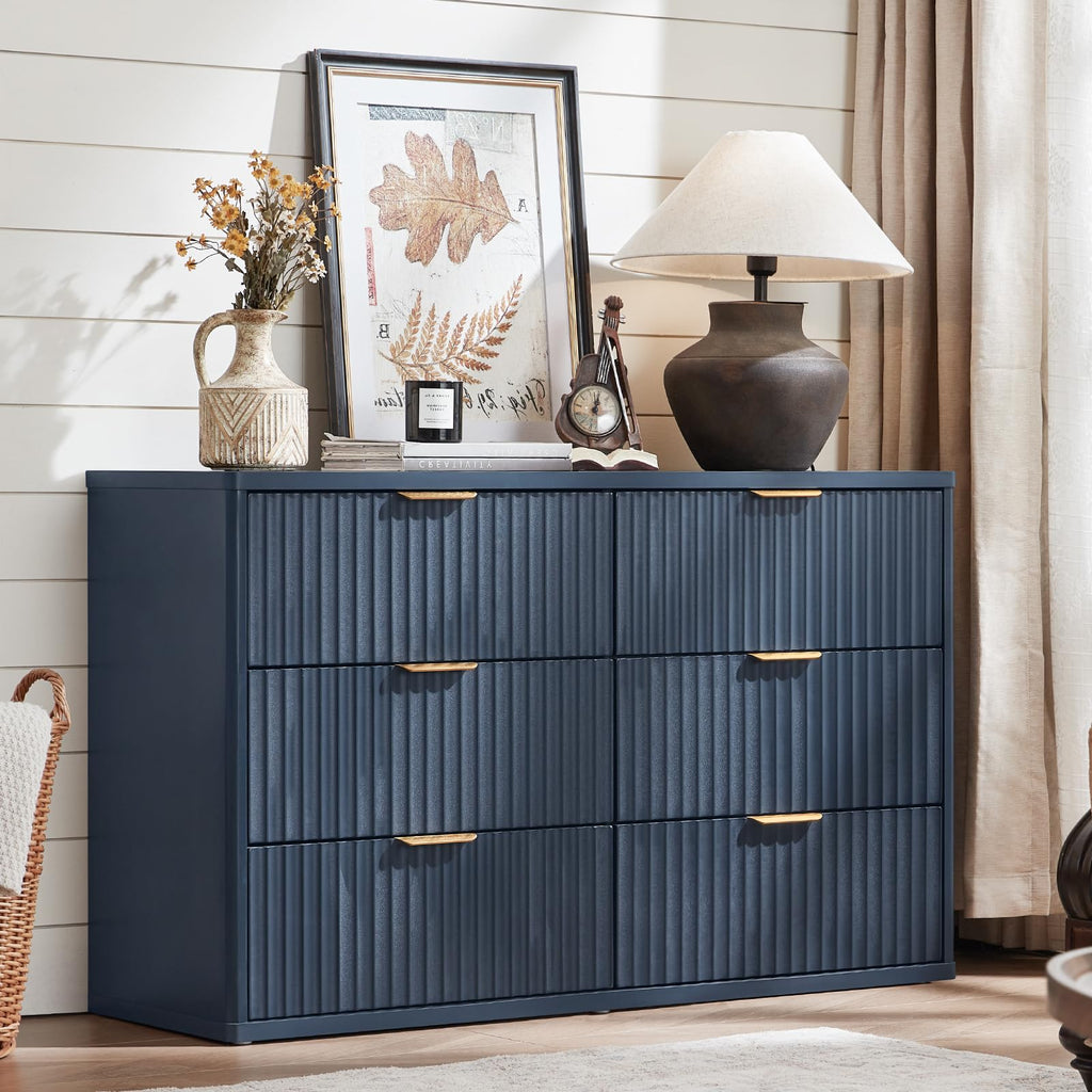LEYAOYAO Wide Fluted Nightstand for Large Spaces