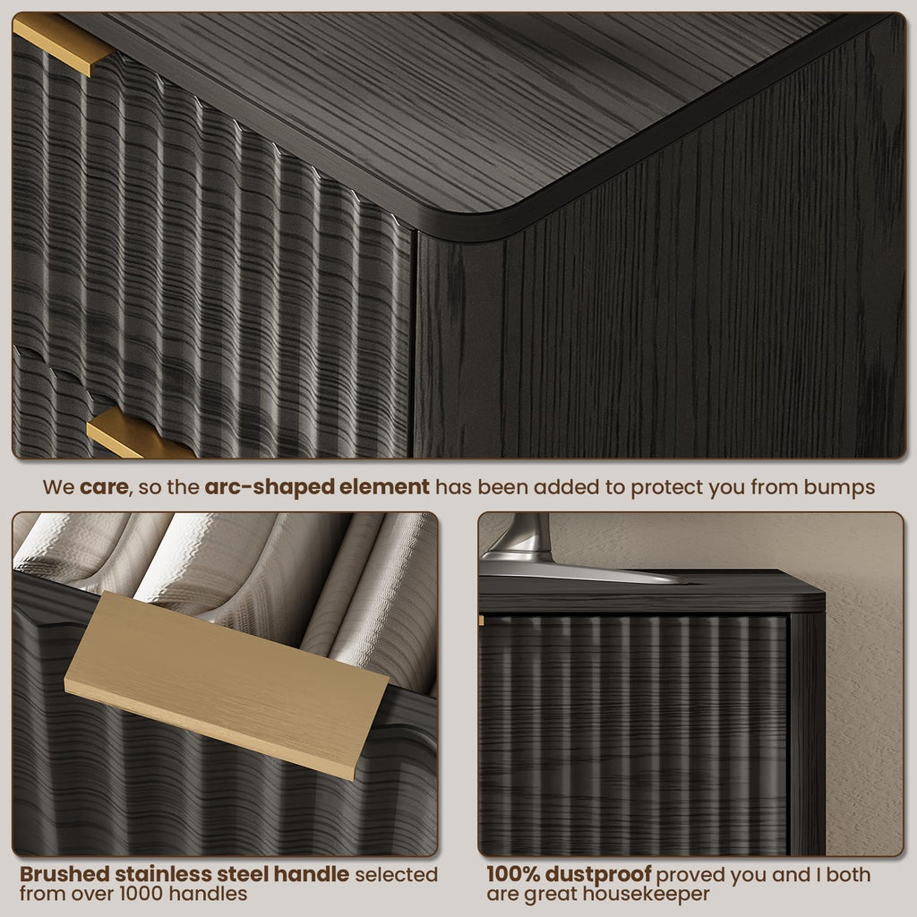 TROJM Fluted Dresser for Bedroom,Curved Edge