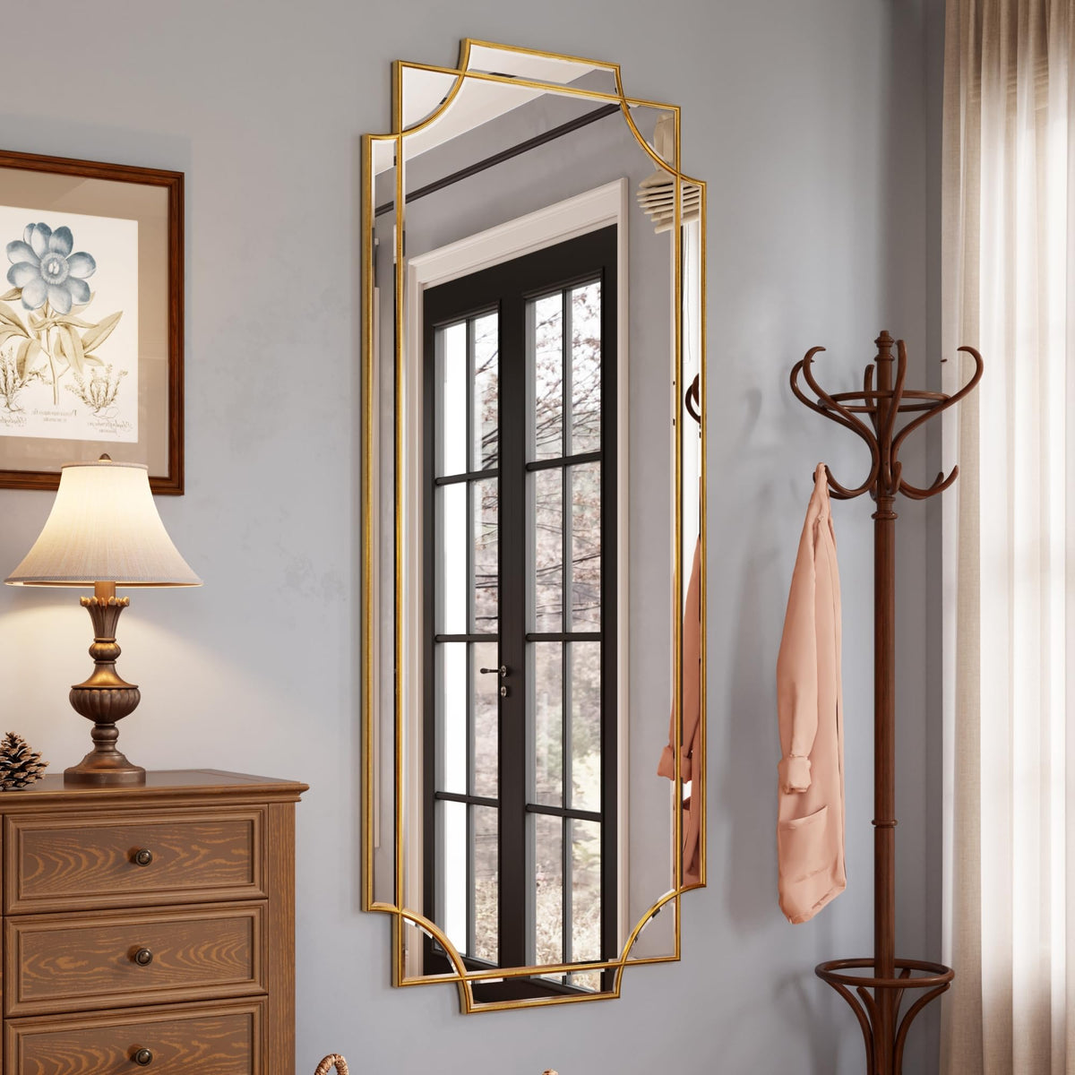 30 x 48-Inch Gold Beveled Wall Mirror for Vanity Decor
