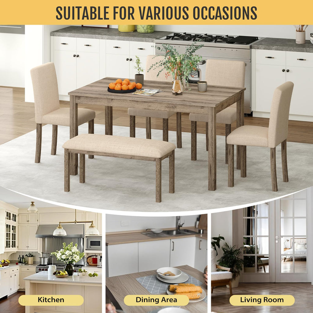 Zevemomo 6-Piece Wooden Dining Set
