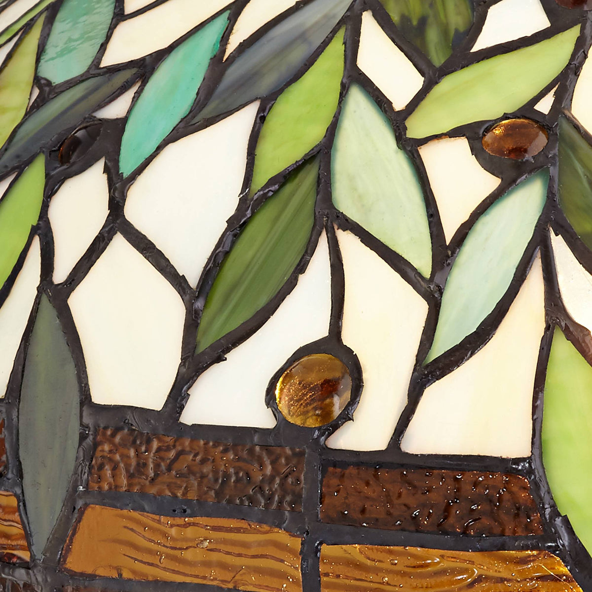 26" Tall Table Lamp Blossoming Leaf Tiffany-Style Cottage Glass