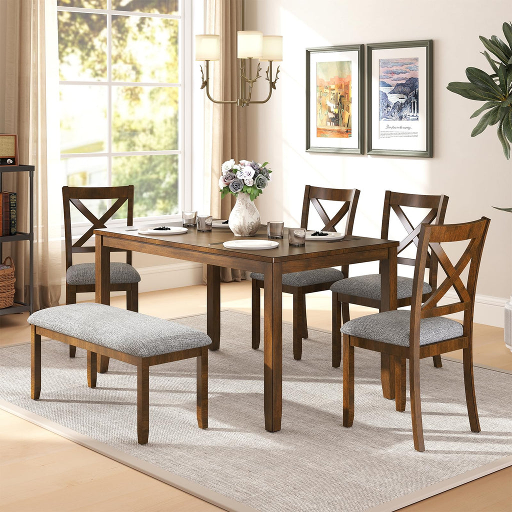 Zevemomo 6-Piece Wooden Dining Set