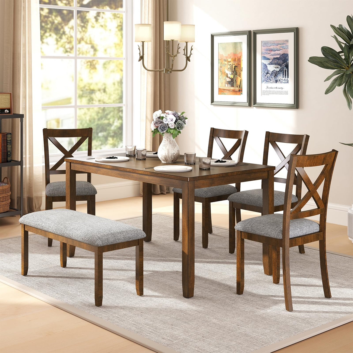 Zevemomo 6-Piece Wooden Dining Set