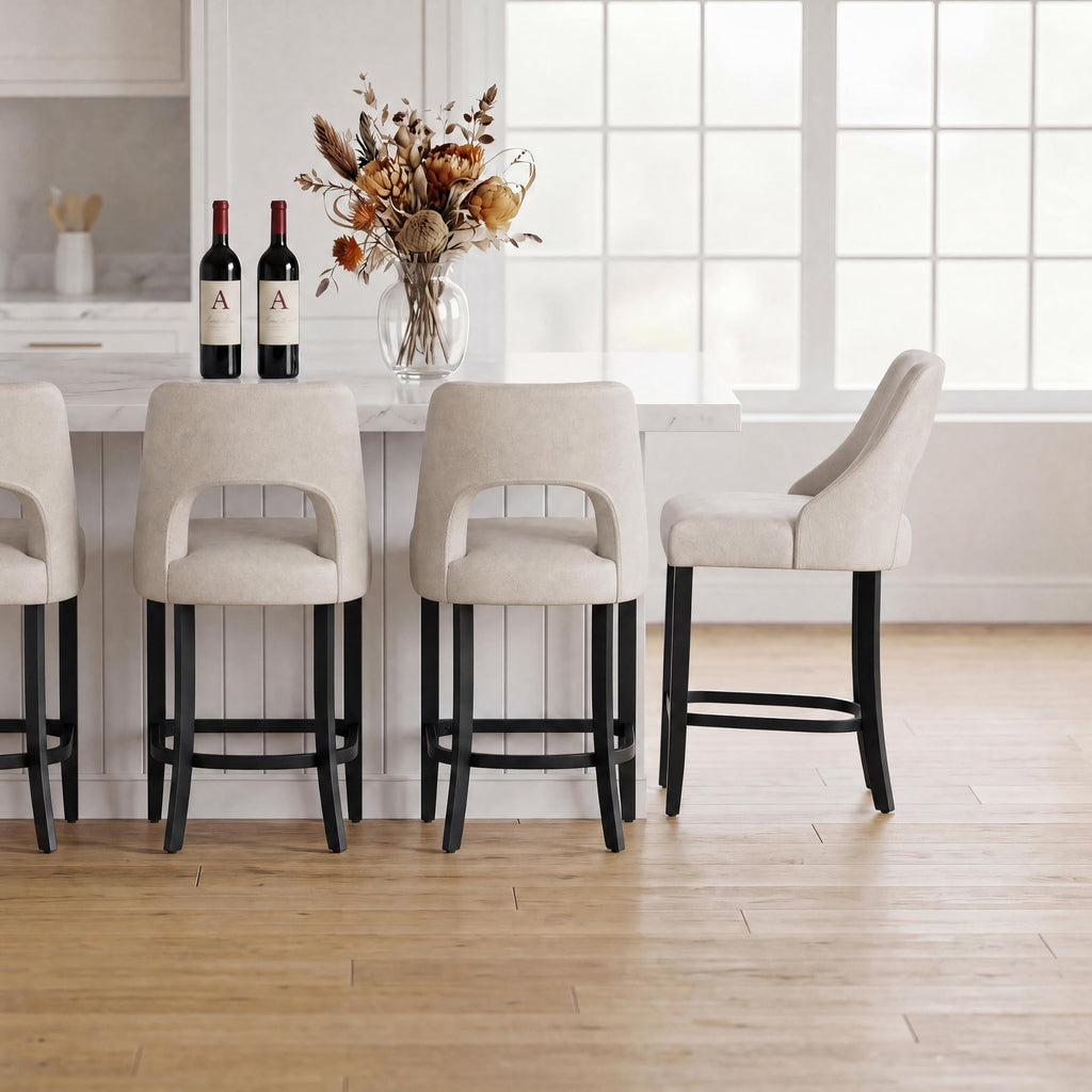 UVV Bar Stools, Upholstered Counter Height Bar Stools, Modern Counter Stools with Wood Legs for Kitchen Island Dining Room Bar