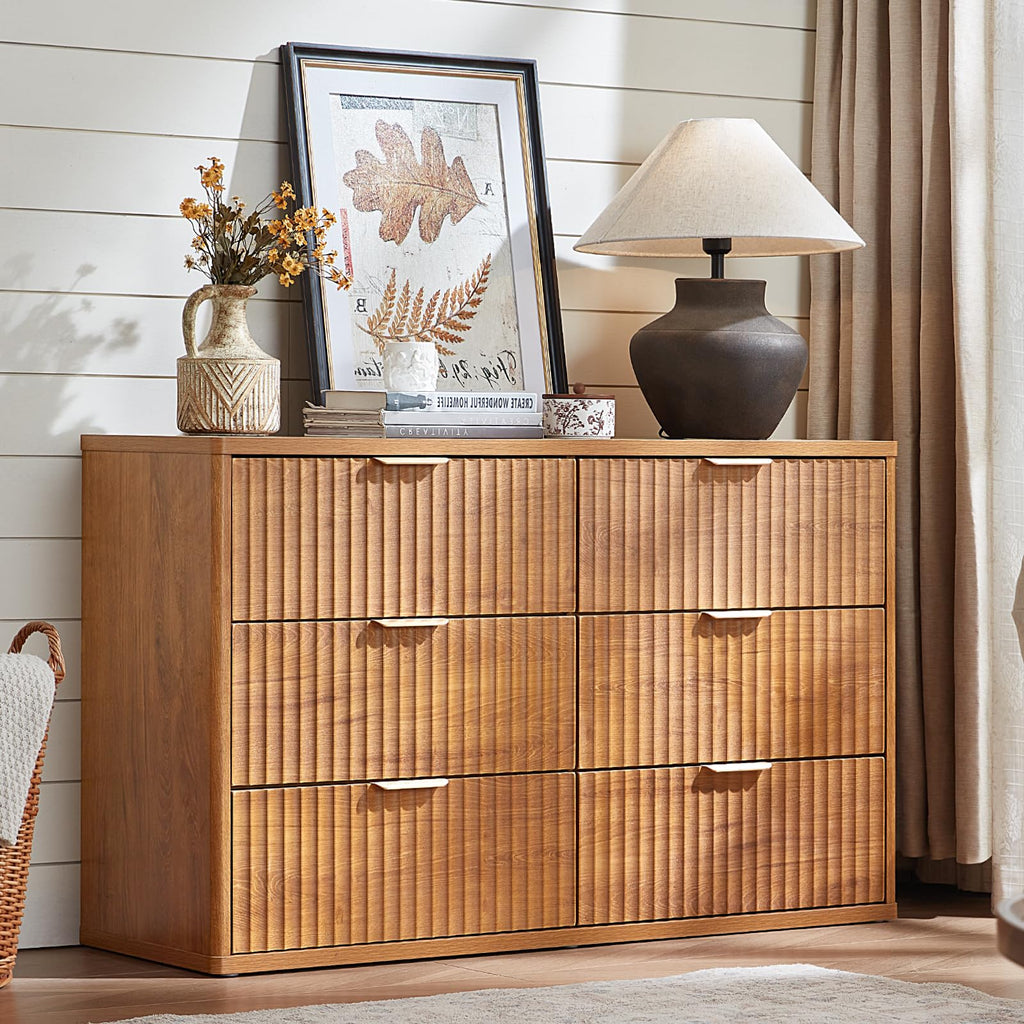 LEYAOYAO Wide Fluted Nightstand for Large Spaces