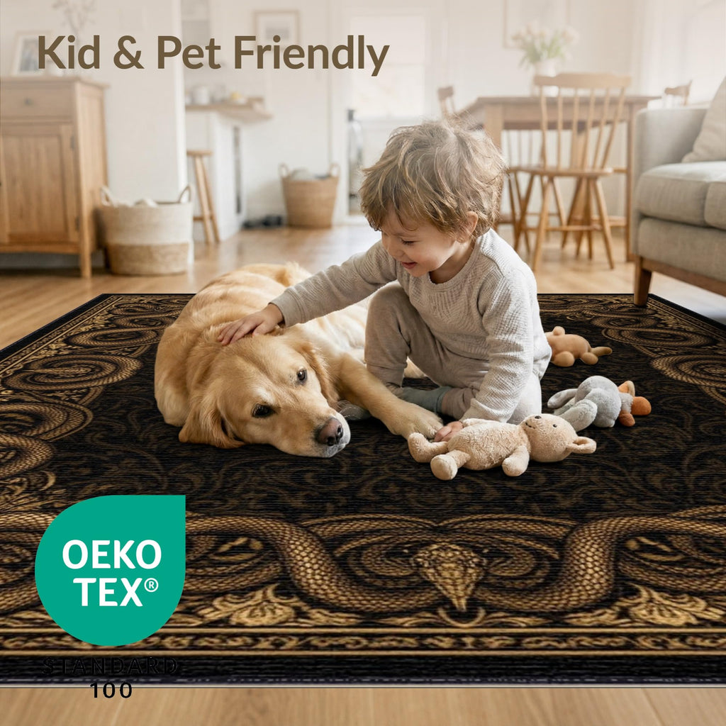 Washable Non-Slip Stain-Resistant Area Rug for Living Rooms