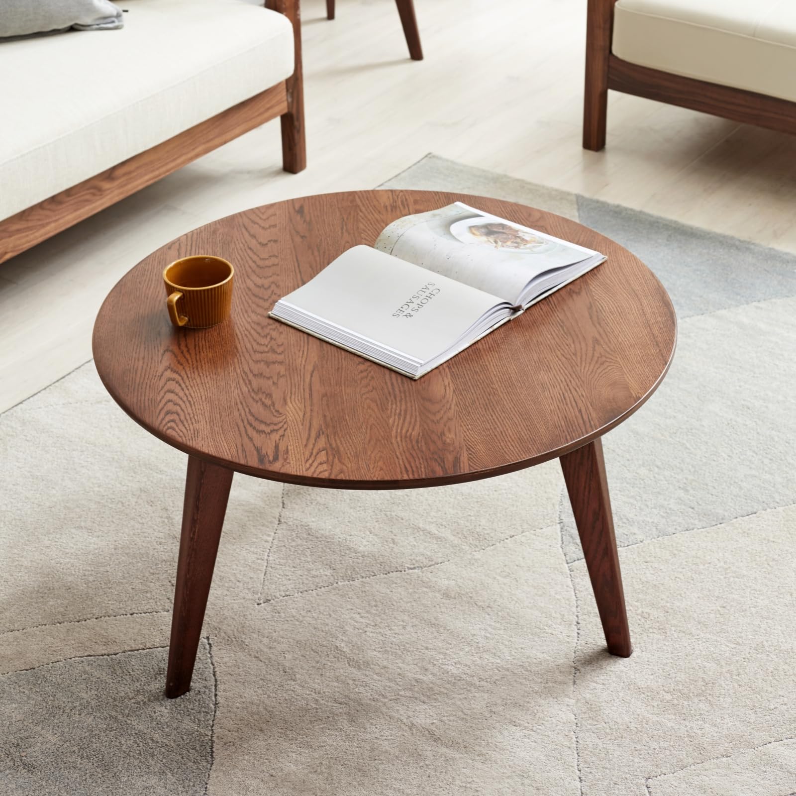 Wayshome Round Solid Wood Side Table with Three Legs
