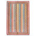 Hand-Knotted Silk Striped Floral Area Rug, 4 x 6 ft