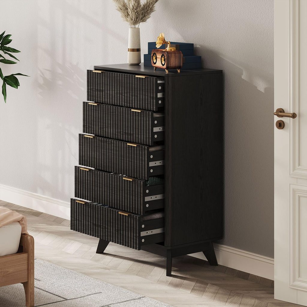 TROJM Fluted Dresser for Bedroom,Curved Edge