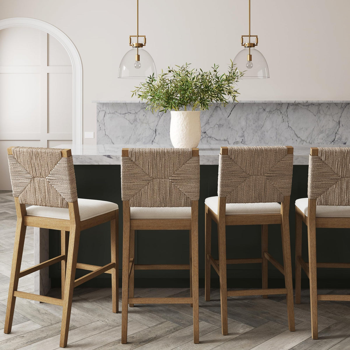 Nathan James Bohemian Bouclé Upholstered Bar Stool