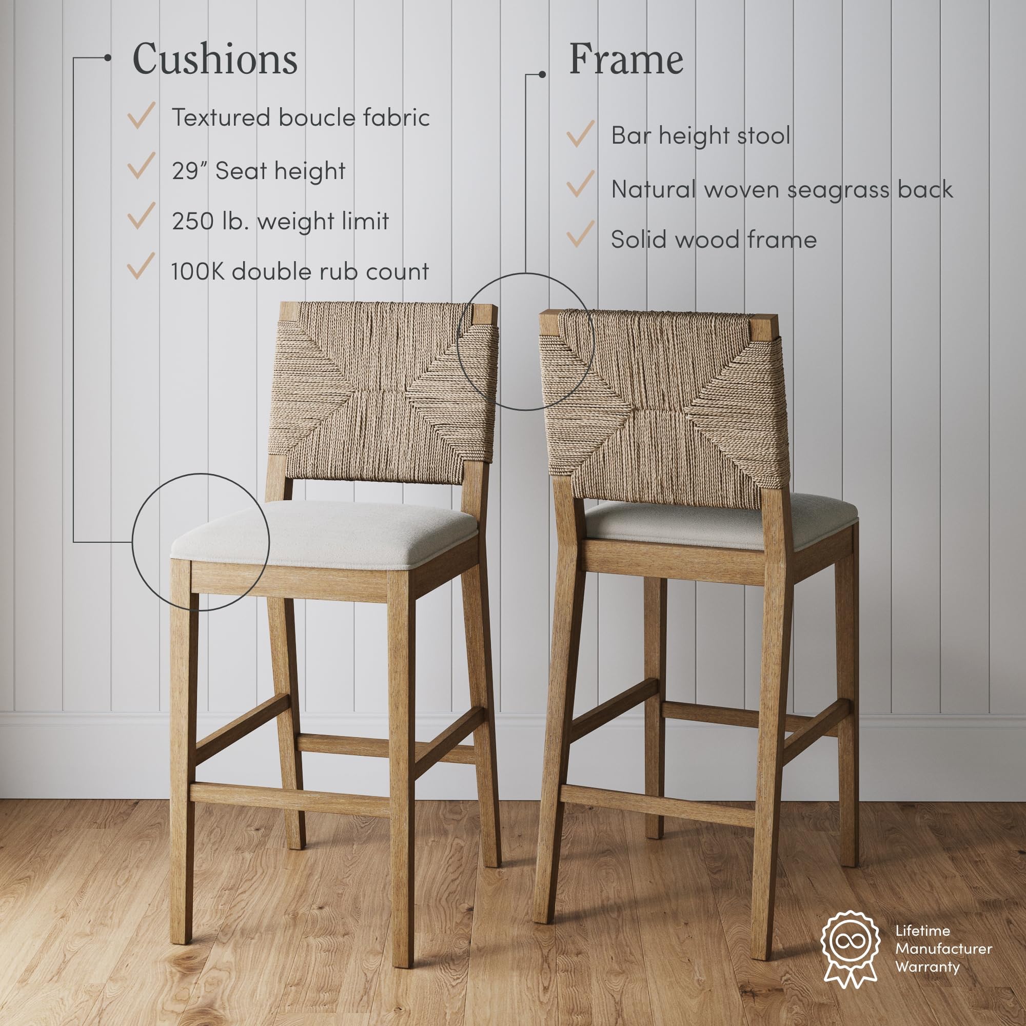 Nathan James Bohemian Boucle Bar Stool
