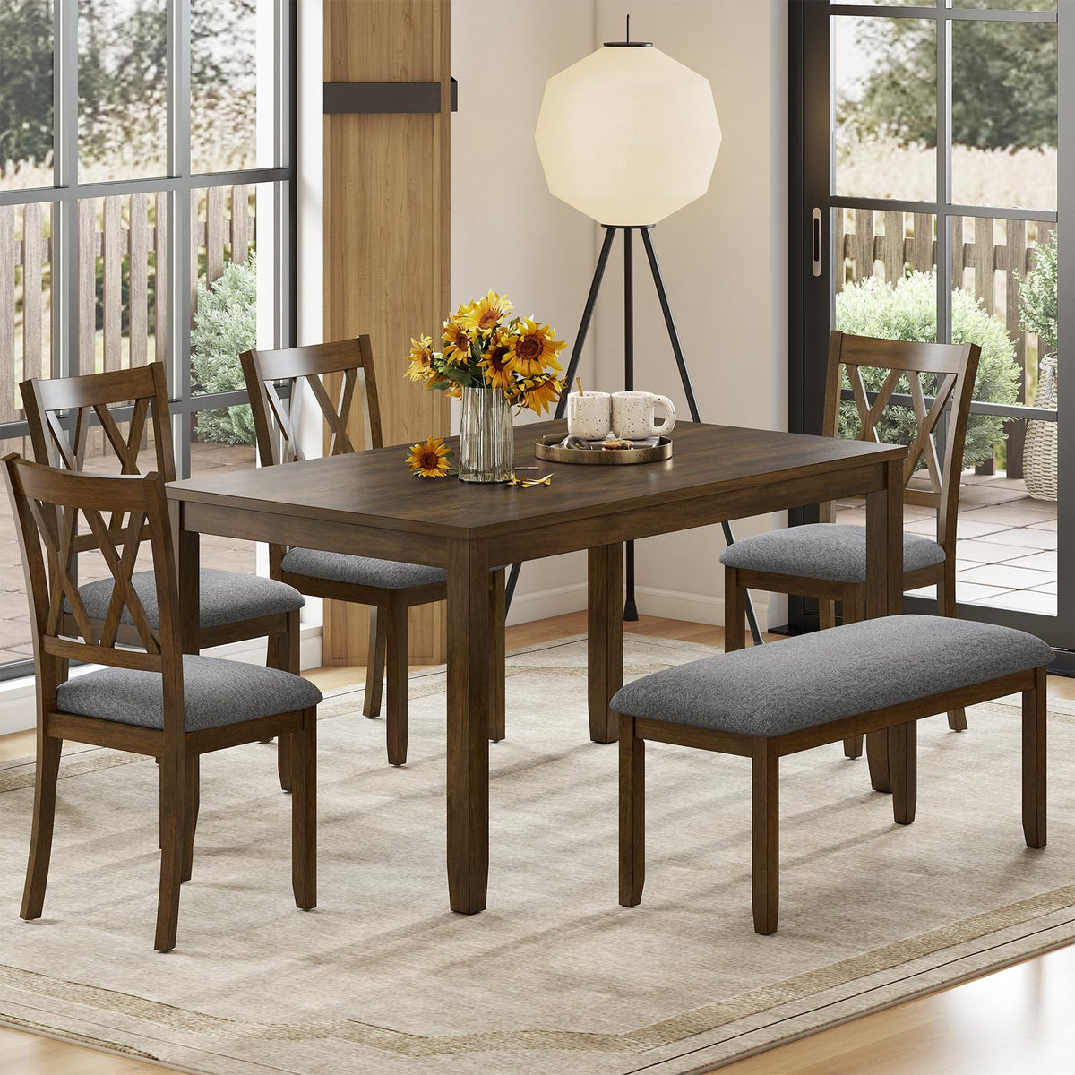 Zevemomo 6-Piece Wooden Dining Set