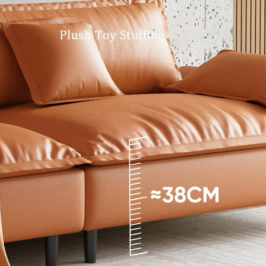 3-Seater Cloud Sofa, Modular Sectional Couch, Modern Deep Seat Sofa for Living Room, Comfy Double Layer Upholstered Seat Cushion,Cat-Scratch-Resistant Leather