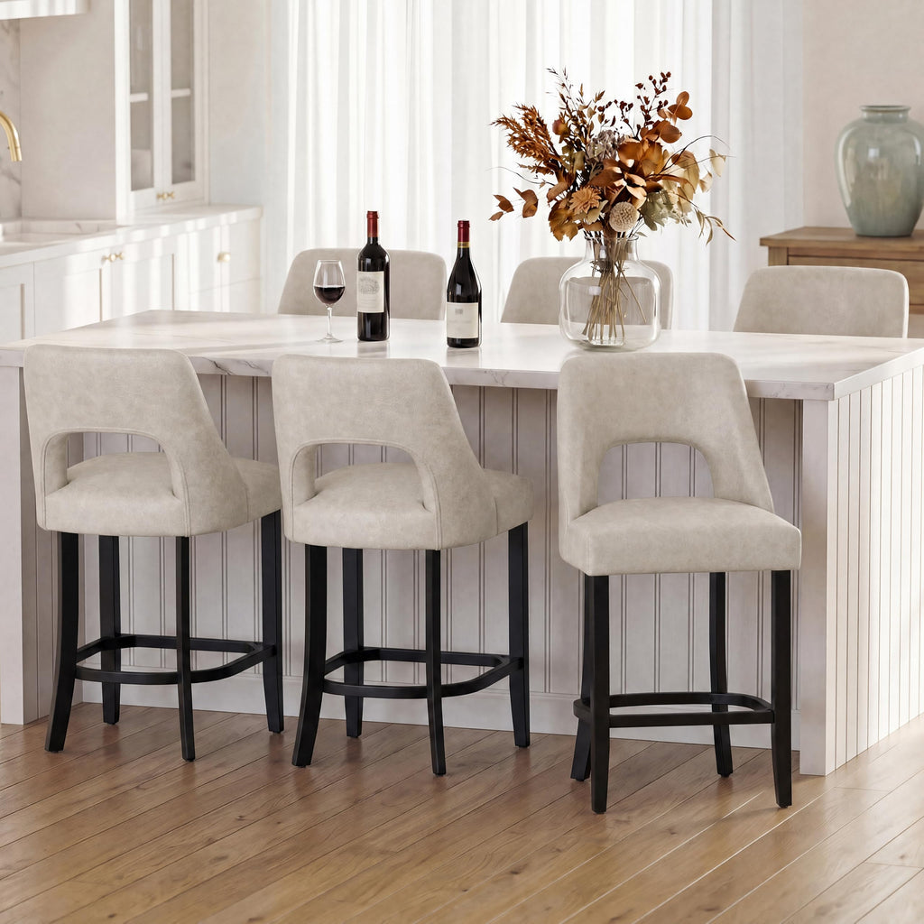 UVV Bar Stools, Upholstered Counter Height Bar Stools, Modern Counter Stools with Wood Legs for Kitchen Island Dining Room Bar