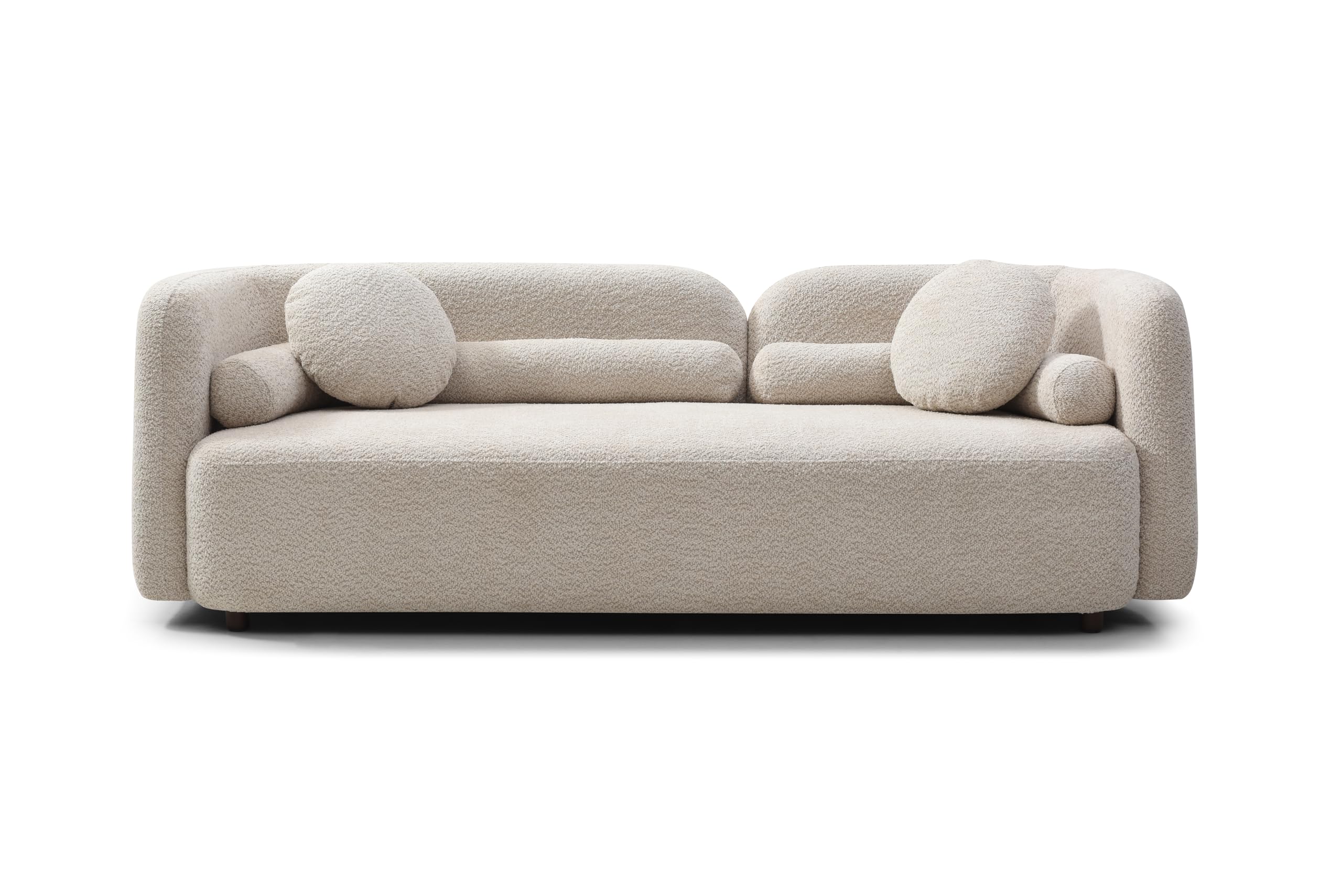 Modern Japandi Bouclé Curved Sofa with Deep Cloud Seating