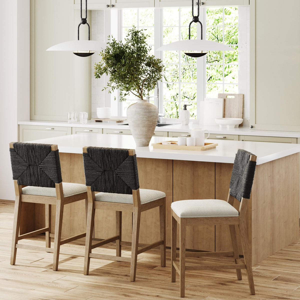 Nathan James Bohemian Bouclé Upholstered Bar Stool