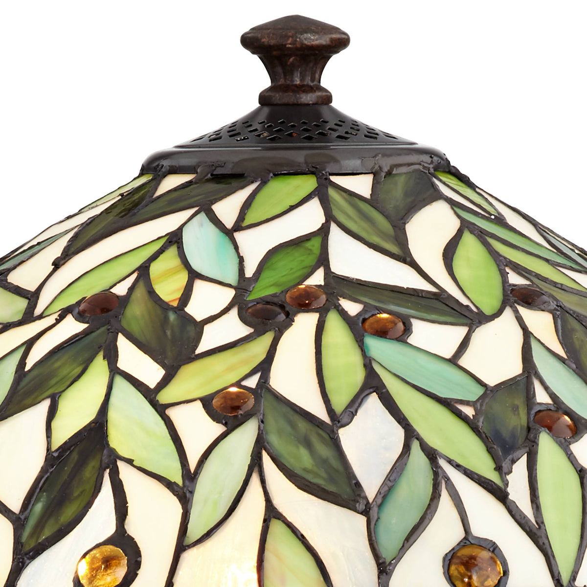 26" Tall Table Lamp Blossoming Leaf Tiffany-Style Cottage Glass