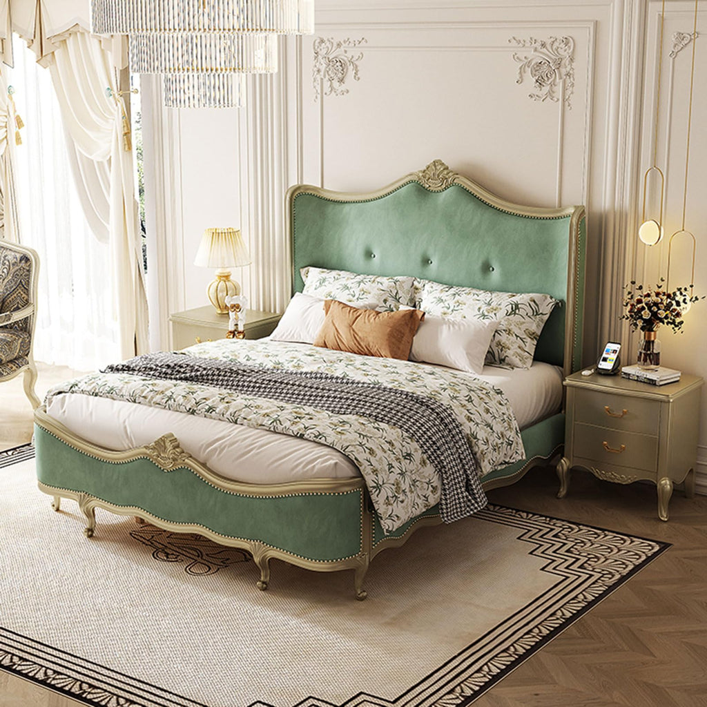 HONGYISHI Modern Full Size Genuine Leather Bed Upholstered Platform Bed Frame with Headboard and Storage Drawers No Box Spring Needed