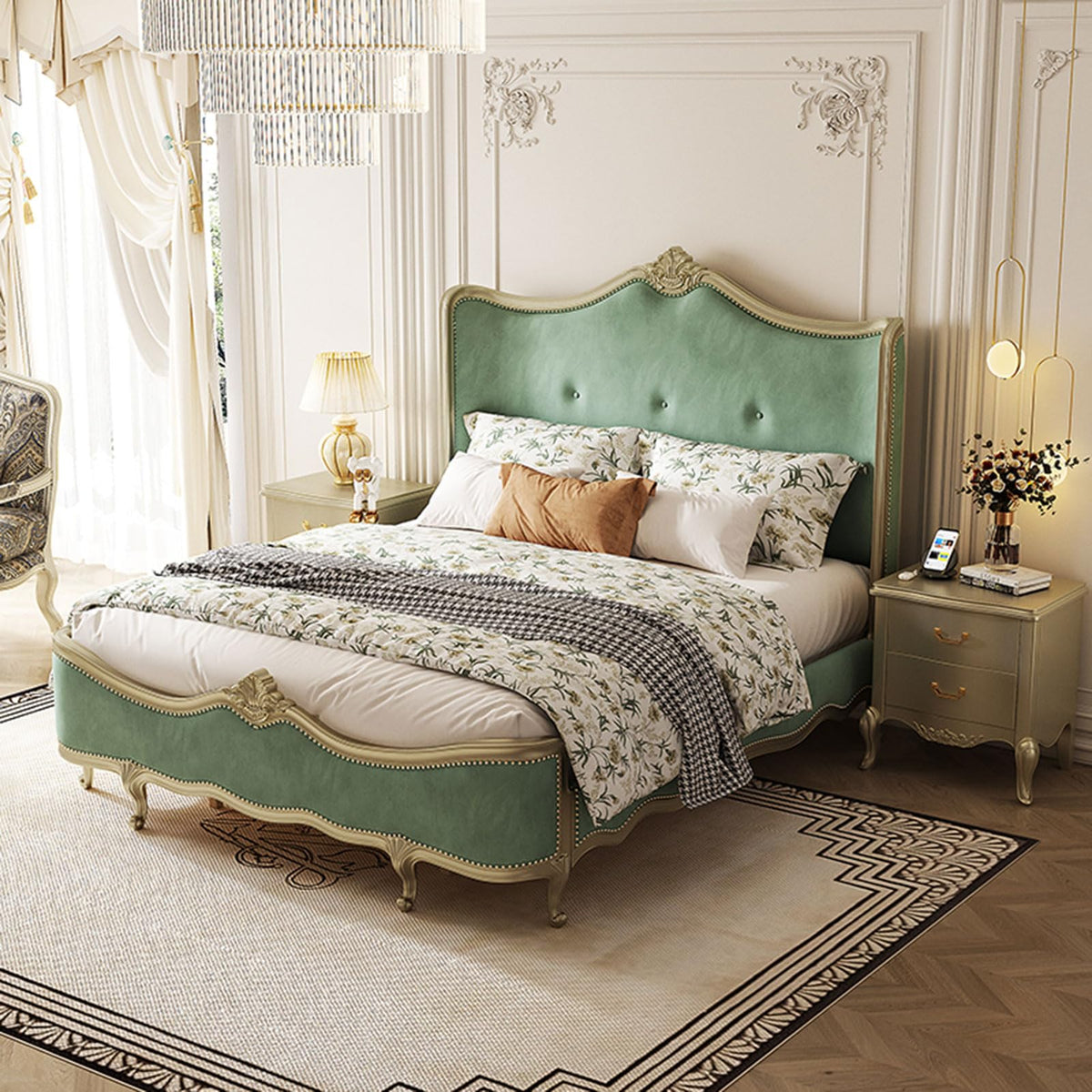HONGYISHI Modern Full Size Genuine Leather Bed Upholstered Platform Bed Frame with Headboard and Storage Drawers No Box Spring Needed