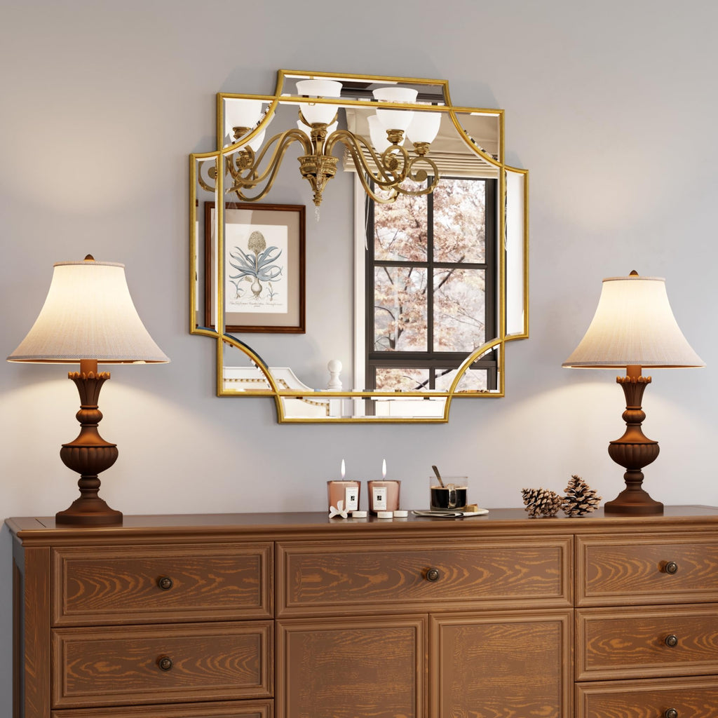 Kelly Miller 30"x48" Large Gold Mirror for Wall, Modern Decorative Mirror Rectangle Wall Vanity Mirror Bevelled Full Length for Bathroom Living Room Bedroom Farmhouse Fireplace Entryway