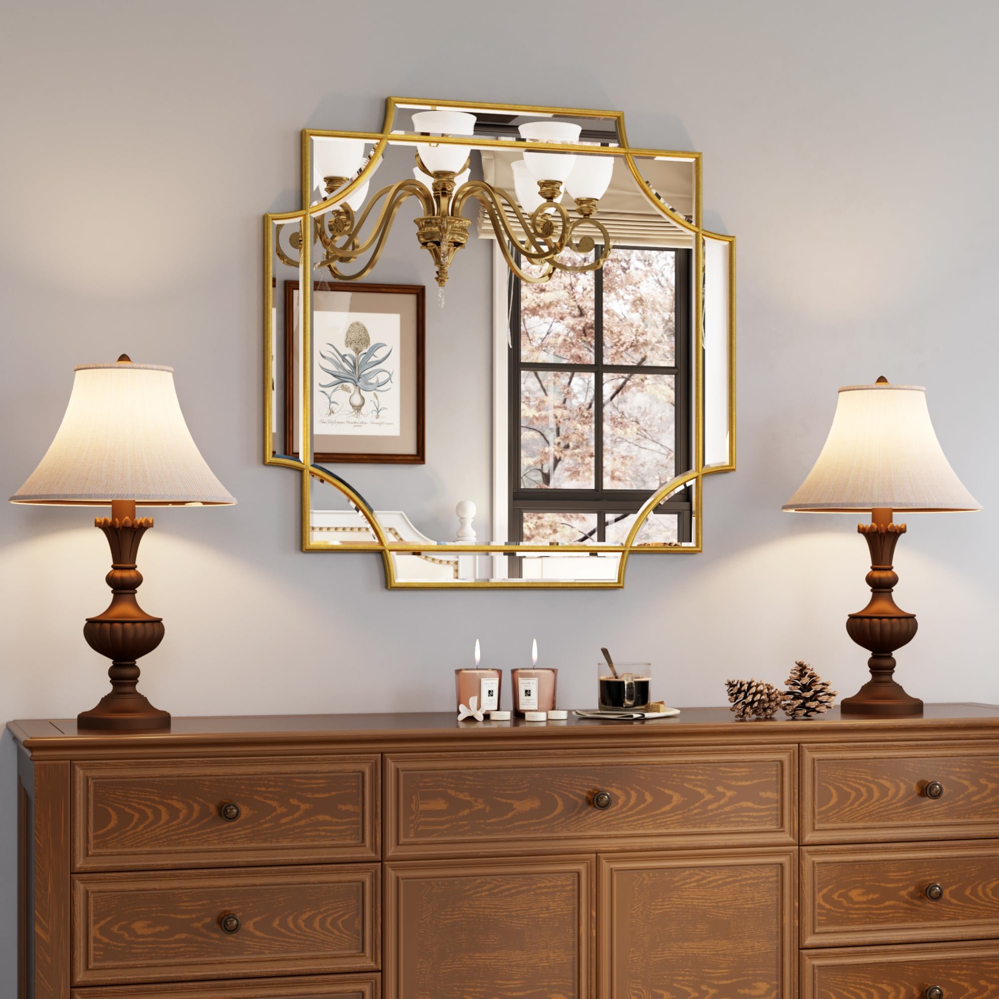 Kelly Miller 30"x48" Large Gold Mirror for Wall, Modern Decorative Mirror Rectangle Wall Vanity Mirror Bevelled Full Length for Bathroom Living Room Bedroom Farmhouse Fireplace Entryway