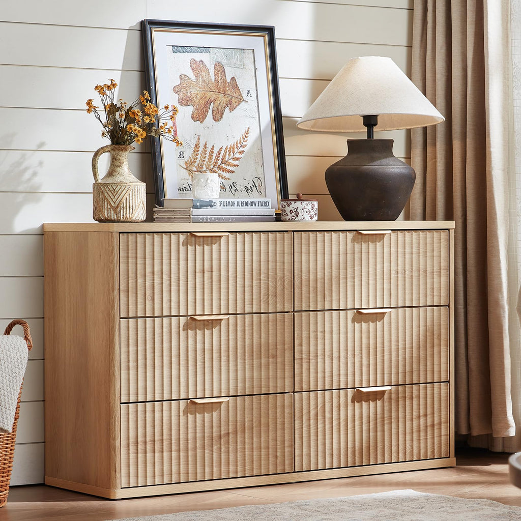 LEYAOYAO Wide Fluted Nightstand for Large Spaces