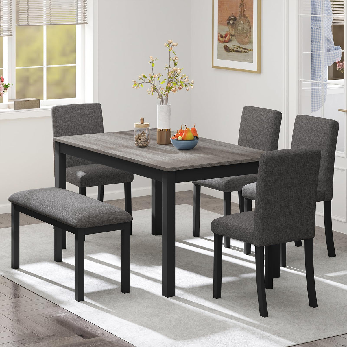 Zevemomo 6-Piece Wooden Dining Set