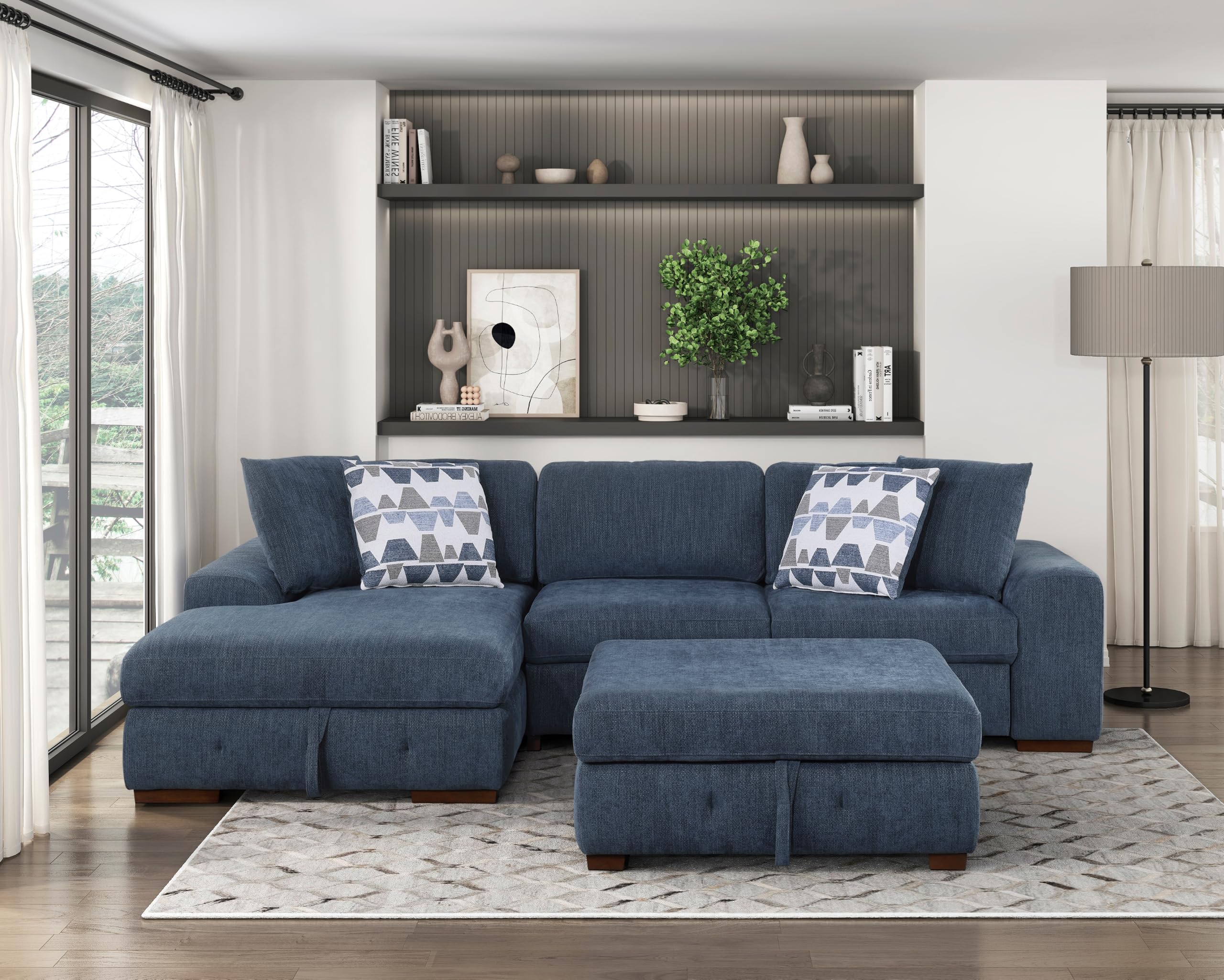 Modular Cloud Sectional Sofa with Pull-Out Bed & Storage