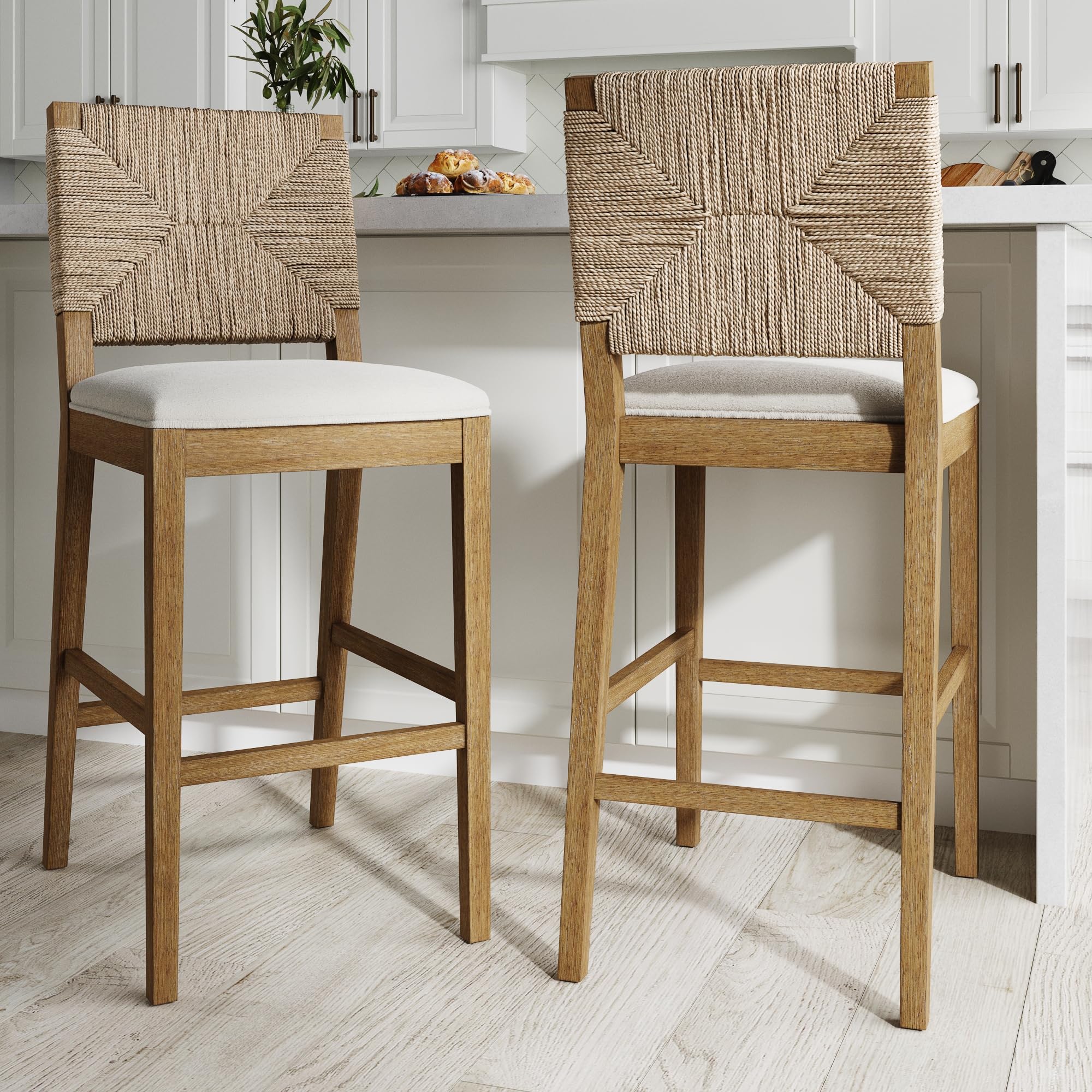 Nathan James Bohemian Bouclé Upholstered Bar Stool