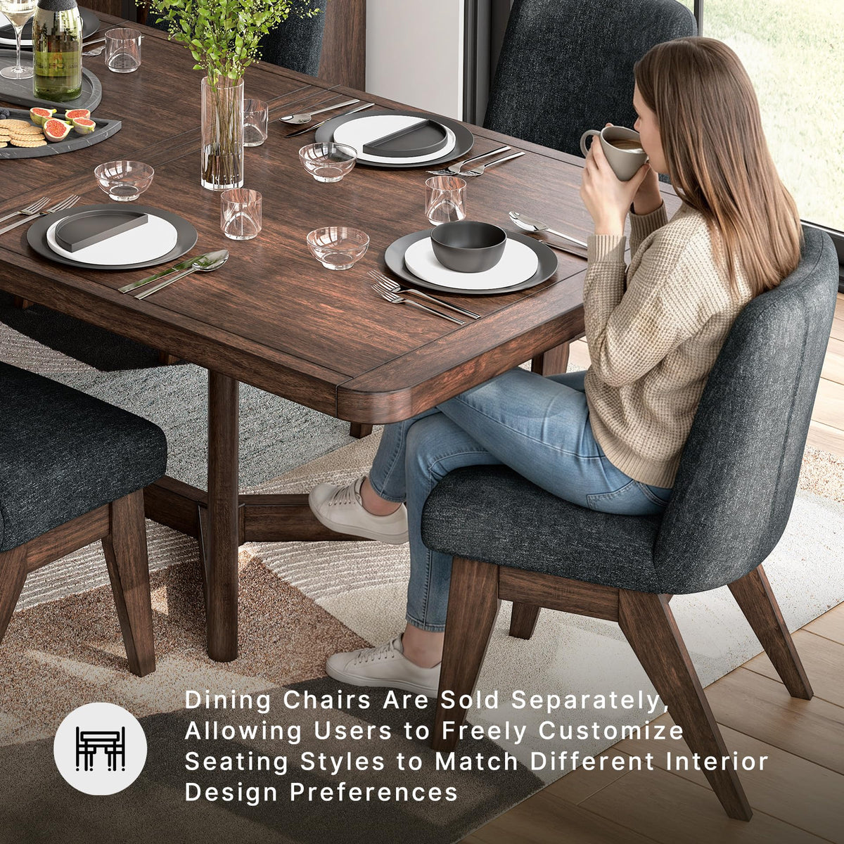 Signature Design by Ashley Cabalynn Farmhouse Dining Extension Table with 1 Removable Center Leaf, Light Brown