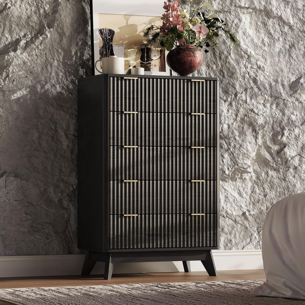 TROJM Fluted Dresser for Bedroom,Curved Edge