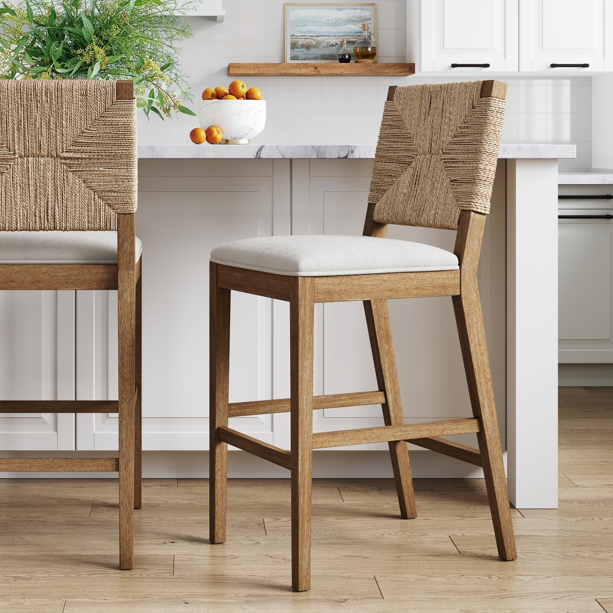 Nathan James Bohemian Bouclé Upholstered Bar Stool